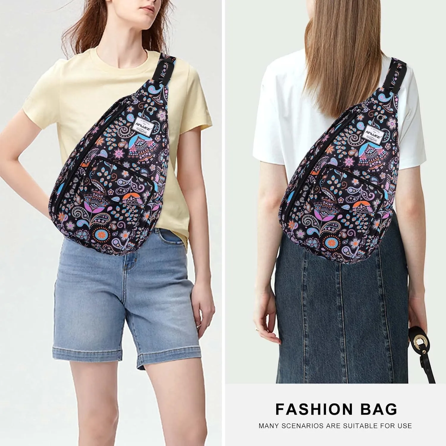 Rope Sling Bag for Women Men Casual Cross Body Daypack Backpack Adjustable Strap Water Repellent for Travel/Sport