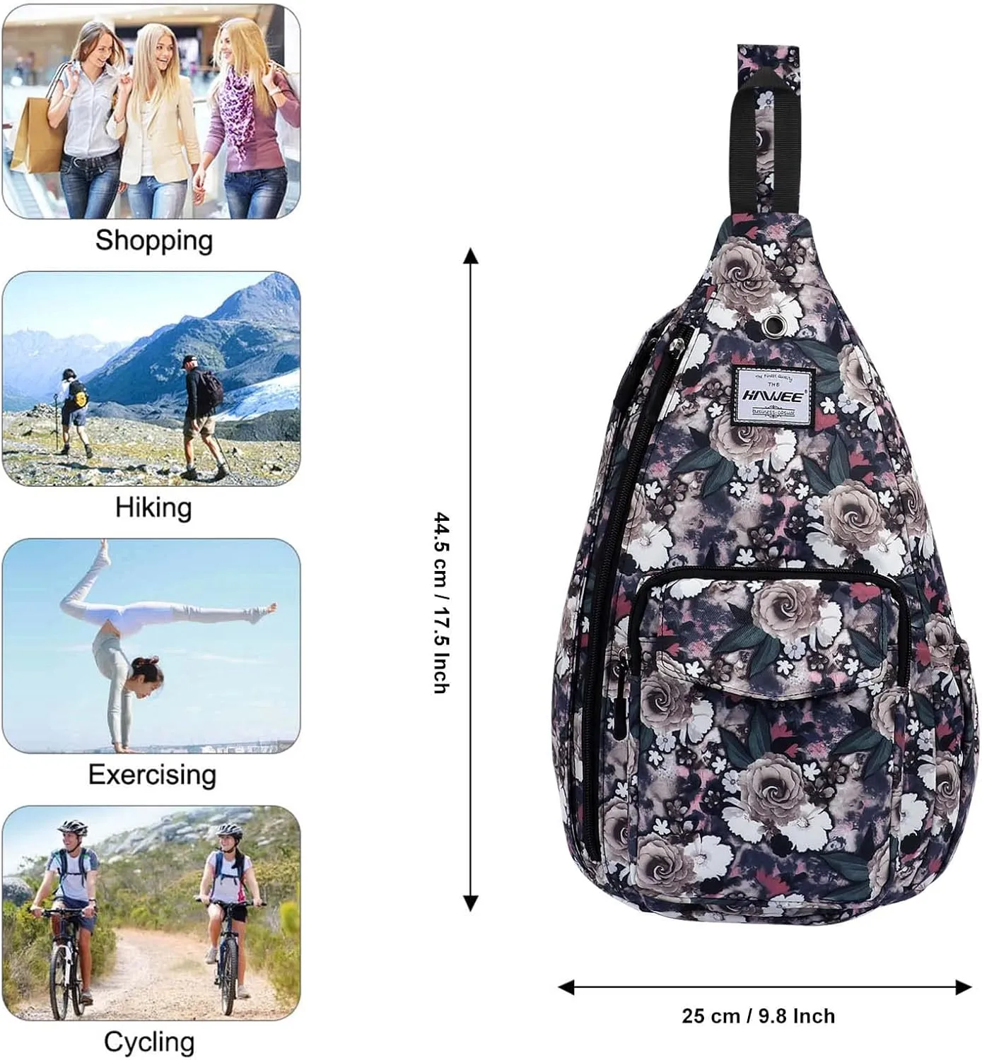 Rope Sling Bag for Women Men Casual Cross Body Daypack Backpack Adjustable Strap Water Repellent for Travel/Sport