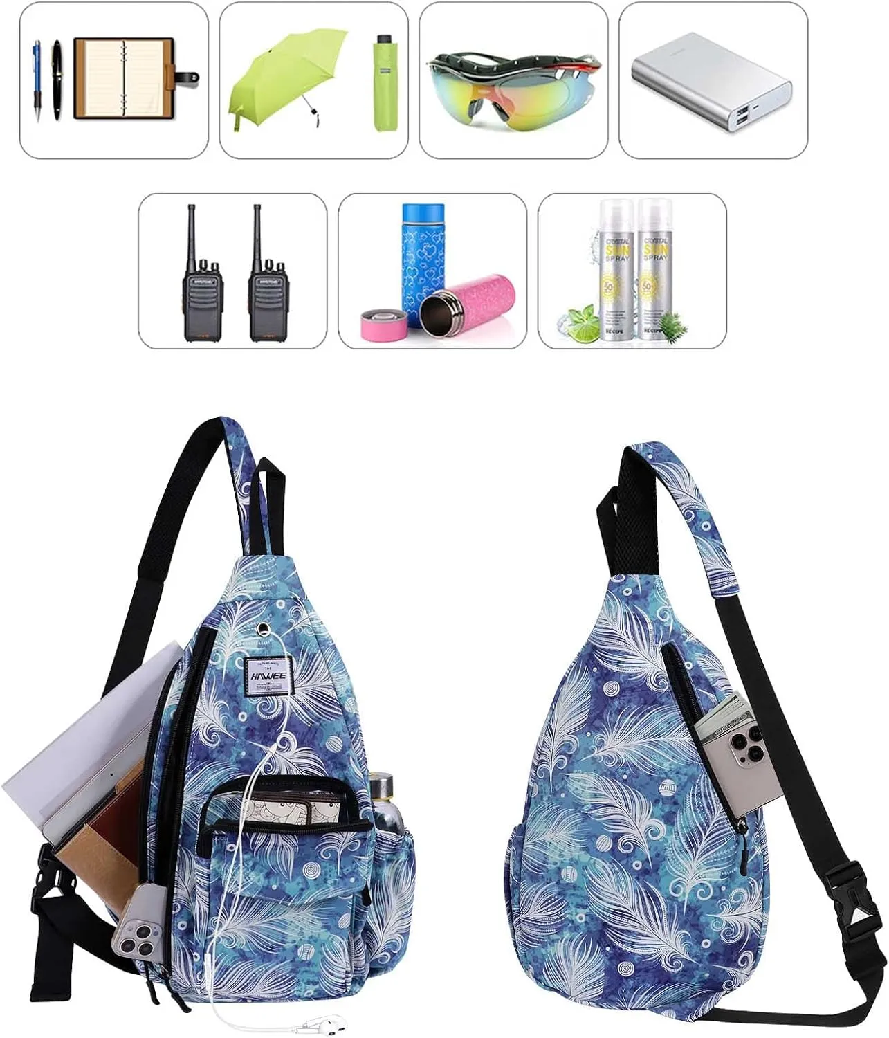 Rope Sling Bag for Women Men Casual Cross Body Daypack Backpack Adjustable Strap Water Repellent for Travel/Sport