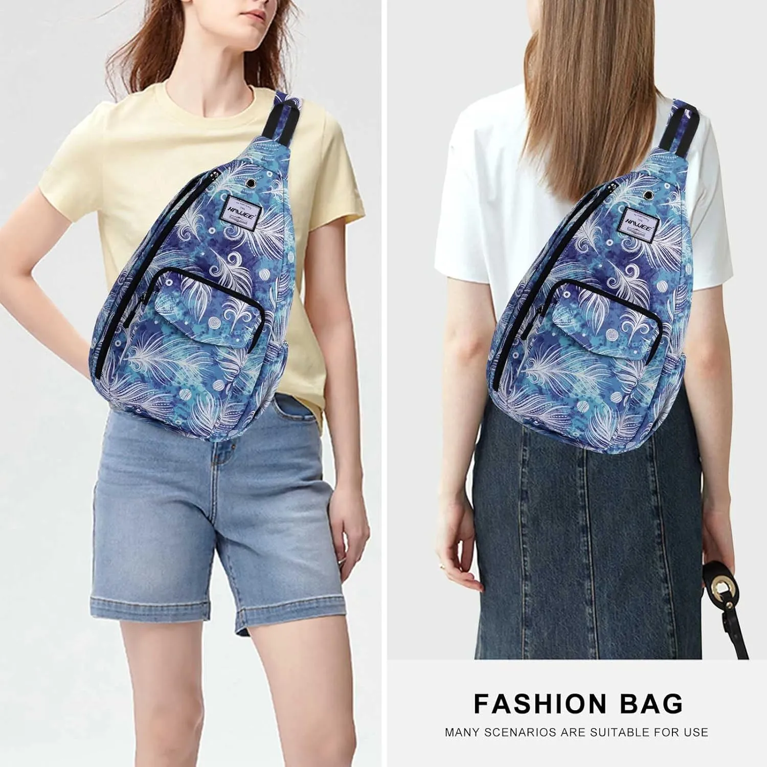 Rope Sling Bag for Women Men Casual Cross Body Daypack Backpack Adjustable Strap Water Repellent for Travel/Sport