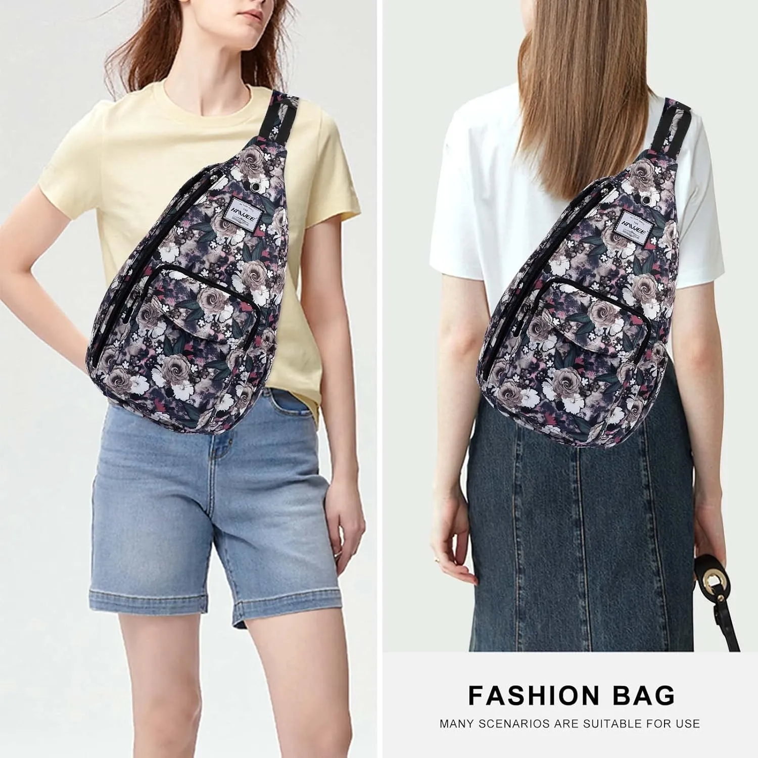 Rope Sling Bag for Women Men Casual Cross Body Daypack Backpack Adjustable Strap Water Repellent for Travel/Sport