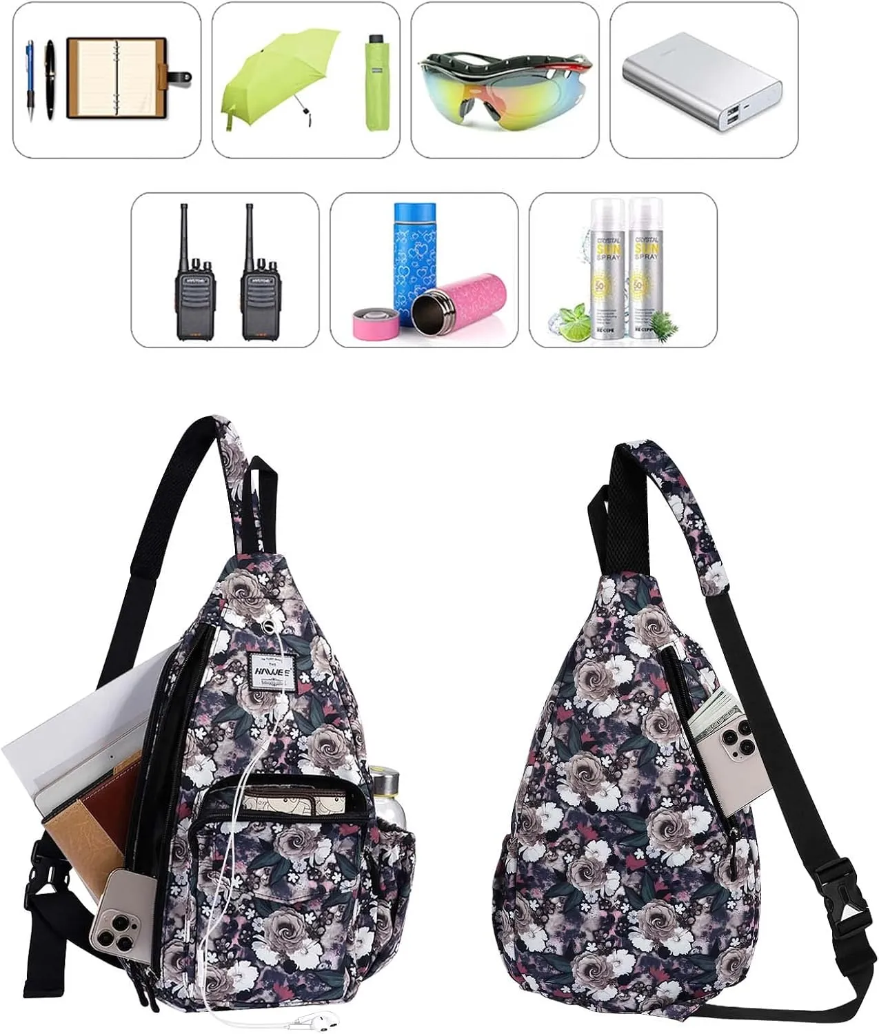 Rope Sling Bag for Women Men Casual Cross Body Daypack Backpack Adjustable Strap Water Repellent for Travel/Sport
