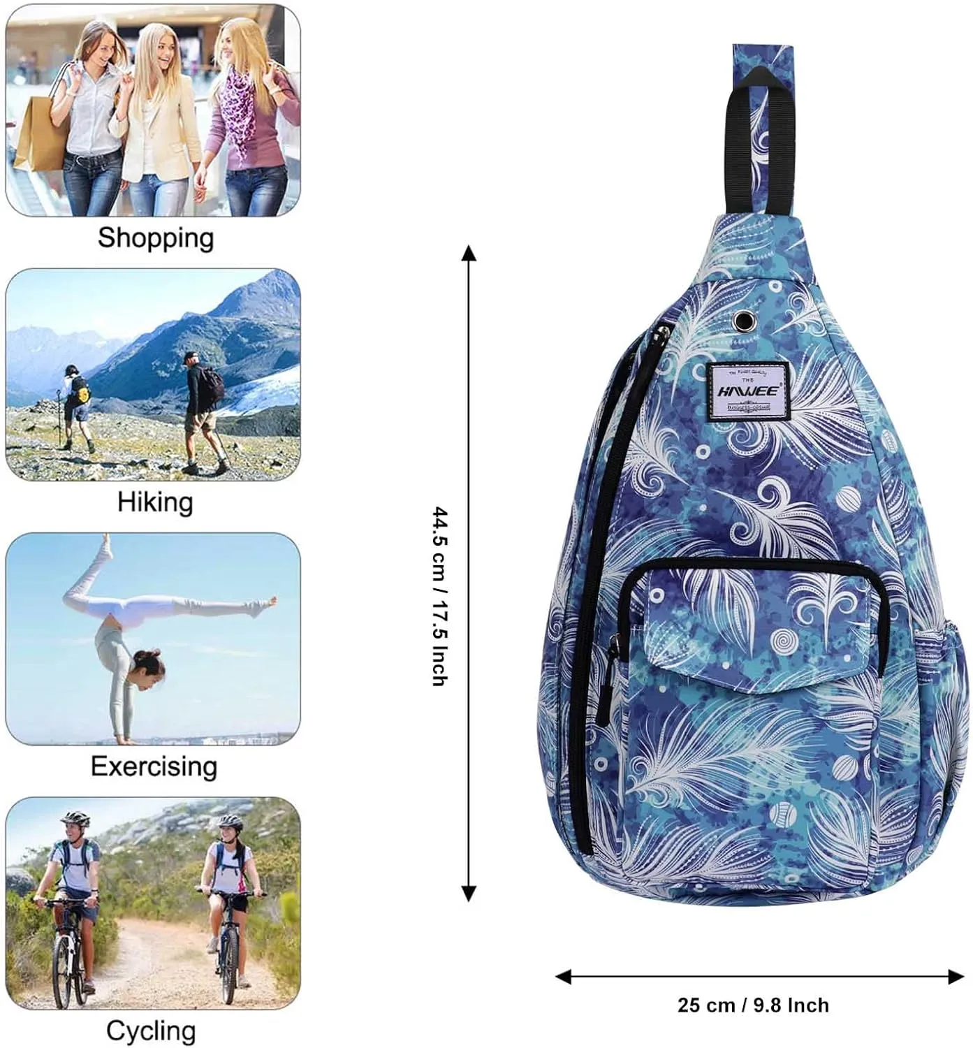 Rope Sling Bag for Women Men Casual Cross Body Daypack Backpack Adjustable Strap Water Repellent for Travel/Sport