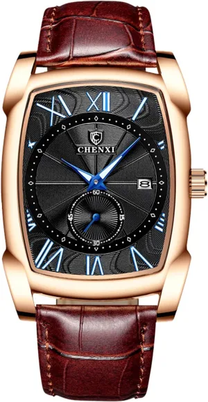 RORIOS Mens Watches Analog Quartz Watches Luminous Dial with Calendar Leather Strap Fashion Men Wristwatch Dress Business Watch for Men