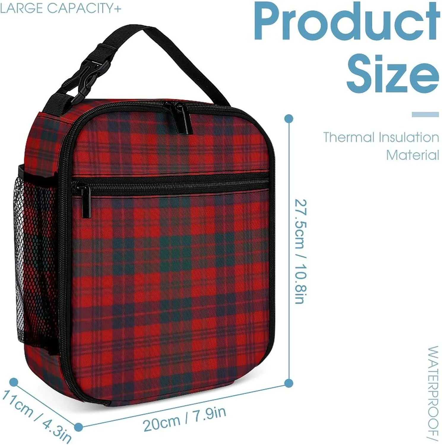 Ross Red Tartan Clans of Scotland Fashion Insulation, Reusable Handle, Portable Insulation Bag Unisex