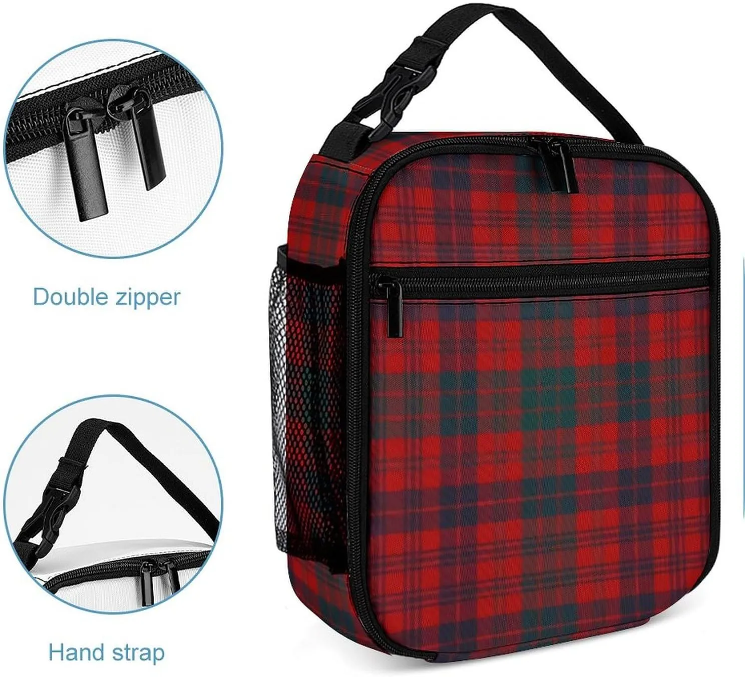 Ross Red Tartan Clans of Scotland Fashion Insulation, Reusable Handle, Portable Insulation Bag Unisex