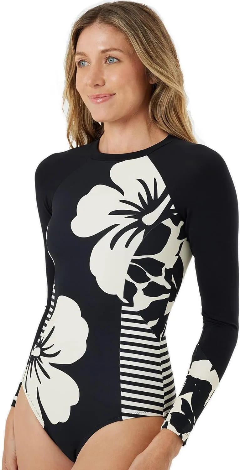 Roxy Women's Long Sleeve Surf Suit-Onesie Fitted Rash Guard Swimsuit – UPF 50 , Back Zip Closure, Swimwear