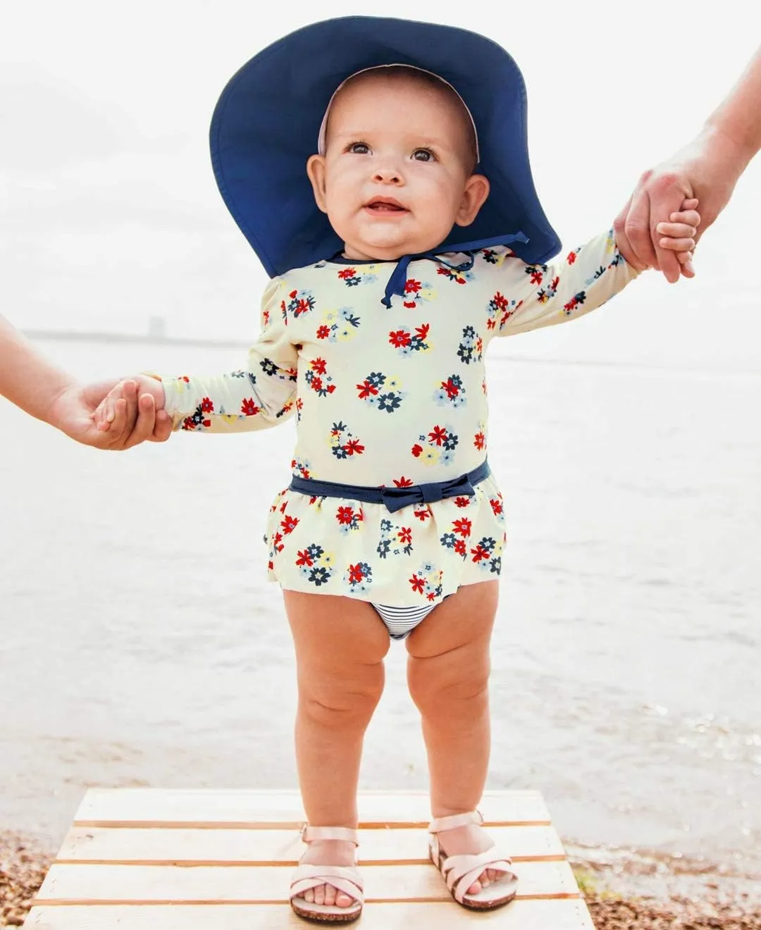 RuffleButts® Baby/Toddler Girls Baby/Toddler Sun Hat with UPF 50  Sun Protection and Floppy Wide Brim