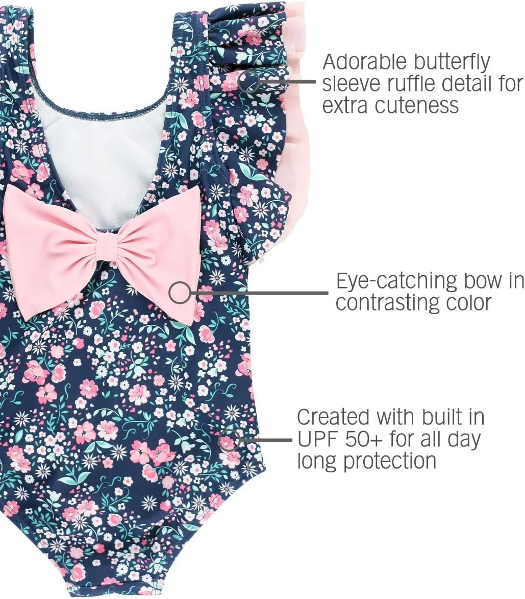 RuffleButts® Baby/Toddler Girls Ruffle Strap One Piece Swimsuit w/UPF 50  Sun Protection