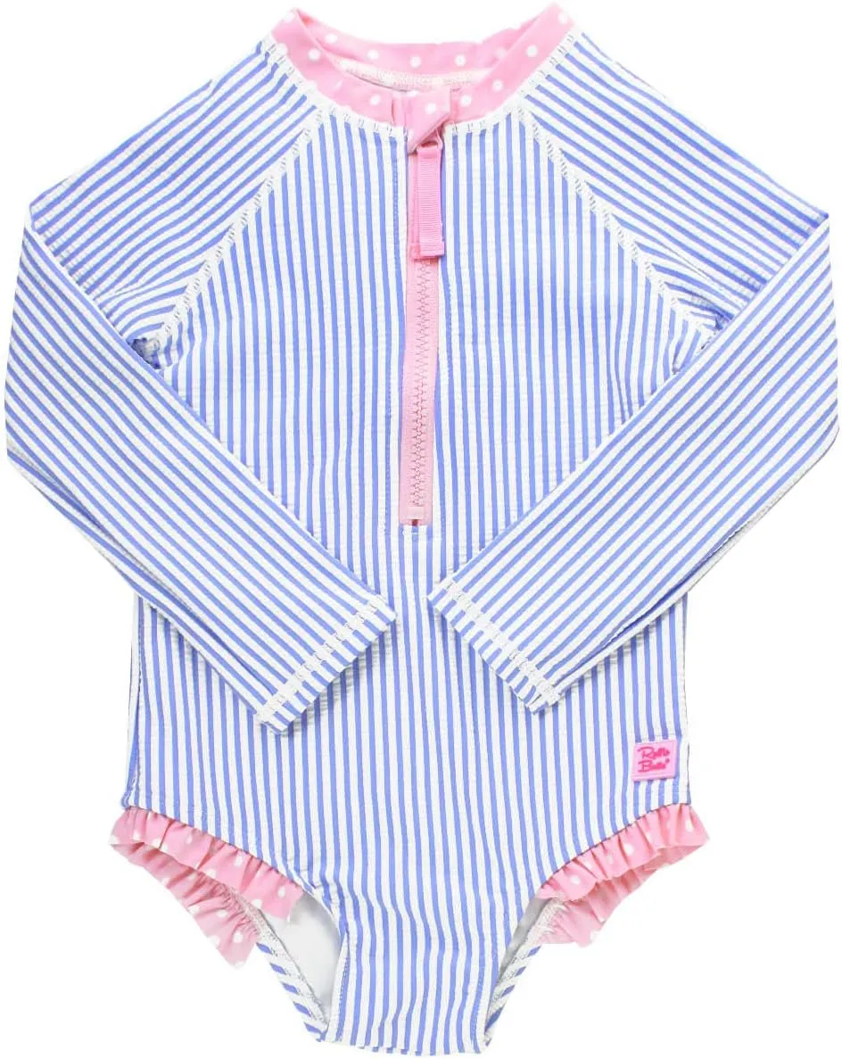 RuffleButts® Girls One Piece Rash Guard Baby Swimsuit UPF 50  Sun Protection