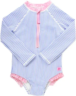 RuffleButts® Girls One Piece Rash Guard Baby Swimsuit UPF 50  Sun Protection