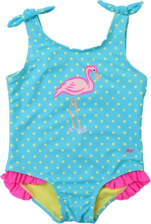 RuffleButts Girls UPF50  Sun Protection Tie Shoulder/Cross Back One Piece Swimsuit
