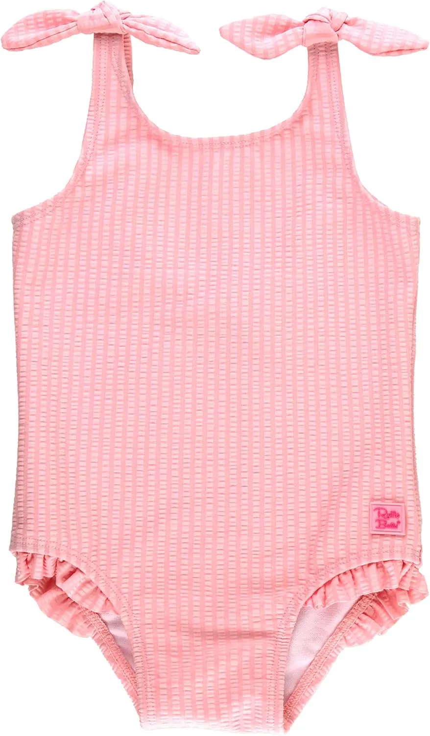 RuffleButts Girls UPF50  Sun Protection Tie Shoulder/Cross Back One Piece Swimsuit