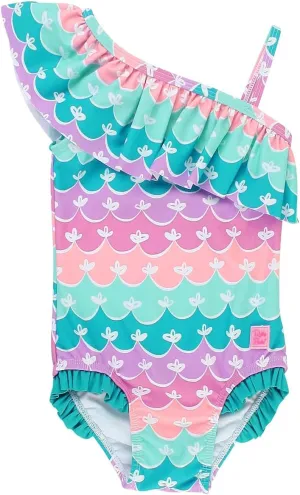RuffleButts Mermaid One Shoulder Ruffle One Piece - 2T
