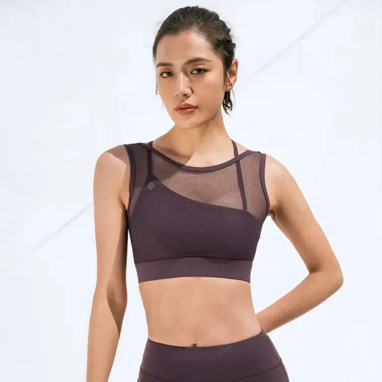 Ruisef Chic Mesh-Back Sports Bra for Yoga