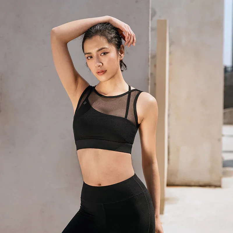 Ruisef Chic Mesh-Back Sports Bra for Yoga