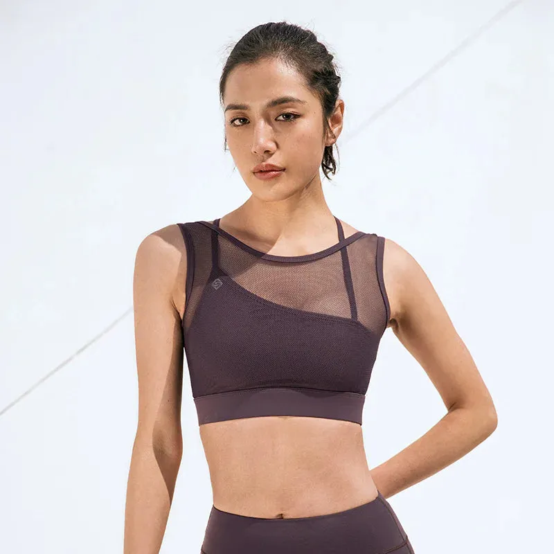 Ruisef Chic Mesh-Back Sports Bra for Yoga