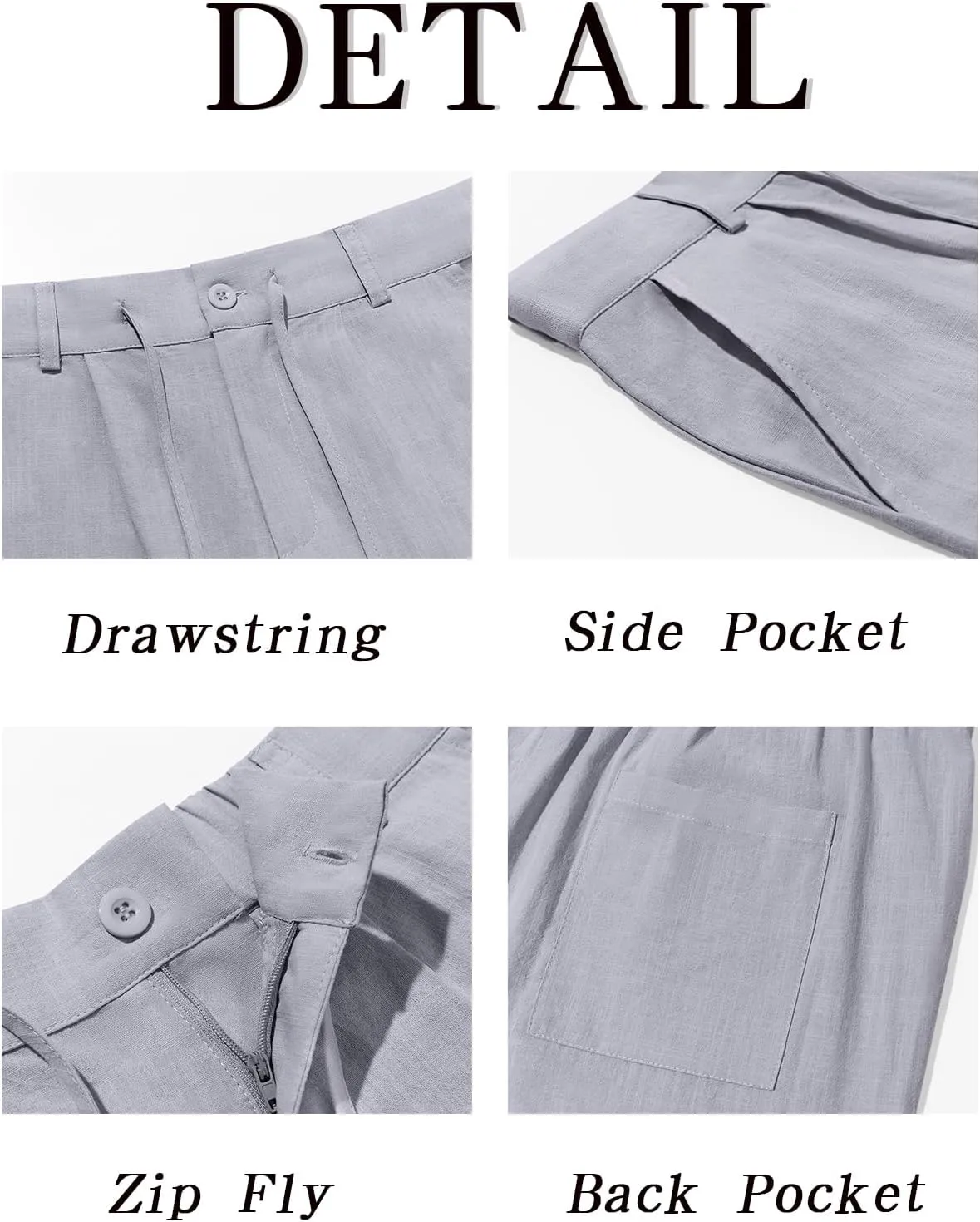 Runcati Mens Linen Cotton Casual Pants Elastic Waist Drawstring Lightweight Pants Loose Fit Summer Beach Yoga Trousers