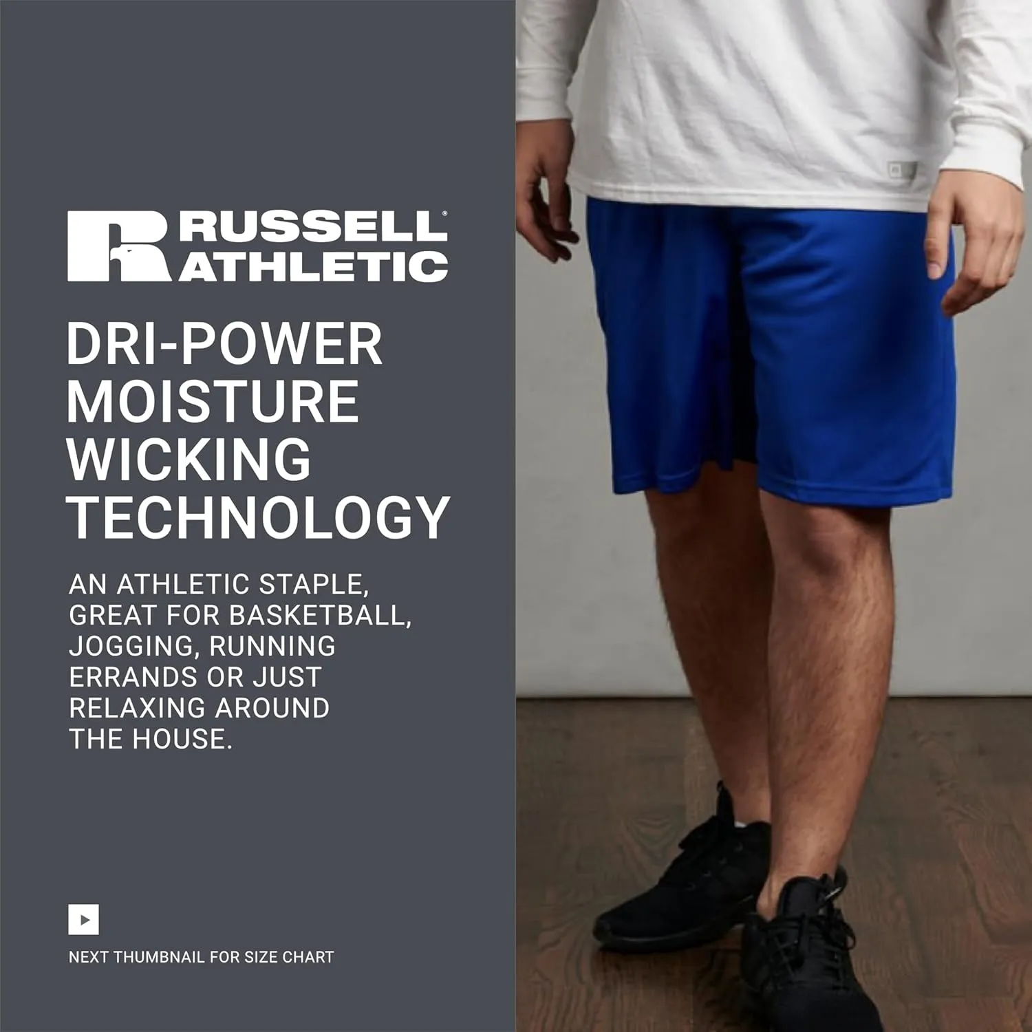 Russell Athletics Men's Dri Power Essential Performance Shorts with Pocket - Workout and Gym Active Wear
