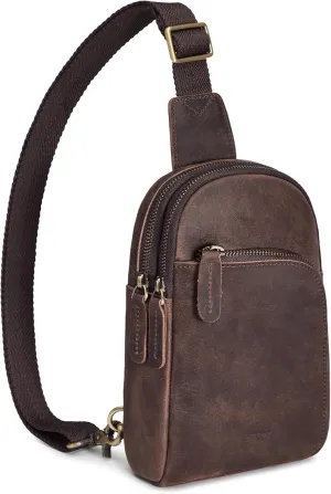 S-ZONE Genuine Leather RFID Blocking Small Sling Bag Women Crossbody Fanny Packs