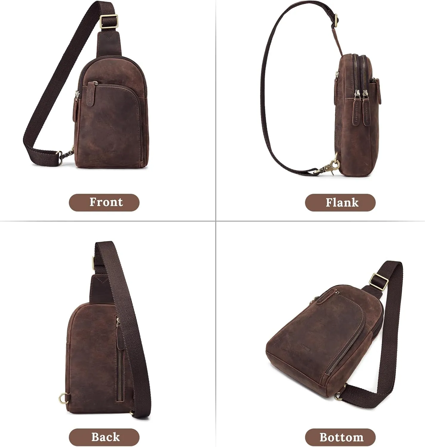 S-ZONE Genuine Leather RFID Blocking Small Sling Bag Women Crossbody Fanny Packs
