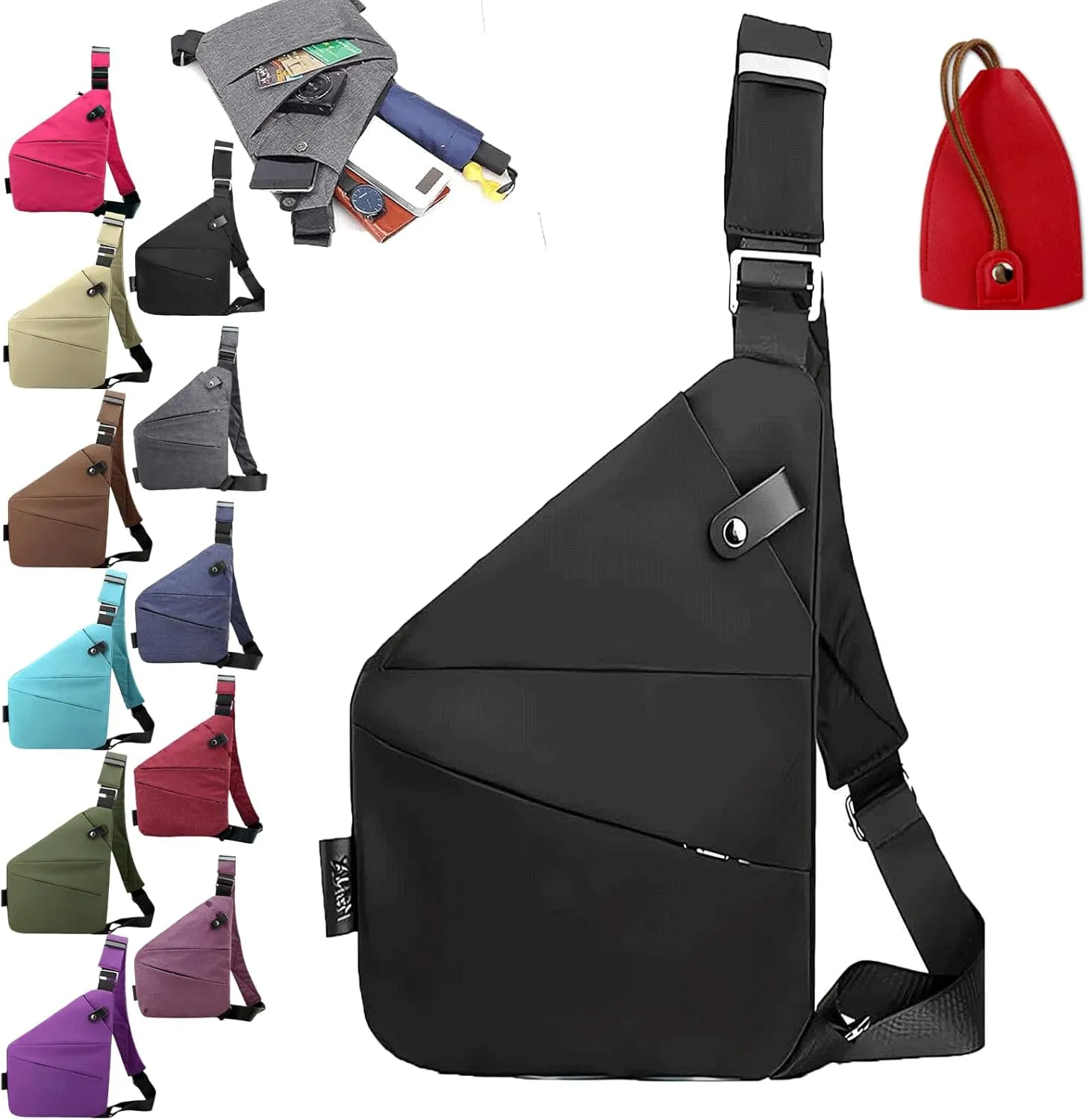 Safecarry Anti-Theft Travel Bag,Slim Sling Bag Anti Theft Cross Body Travel Bag Multi Pocket for Men Women