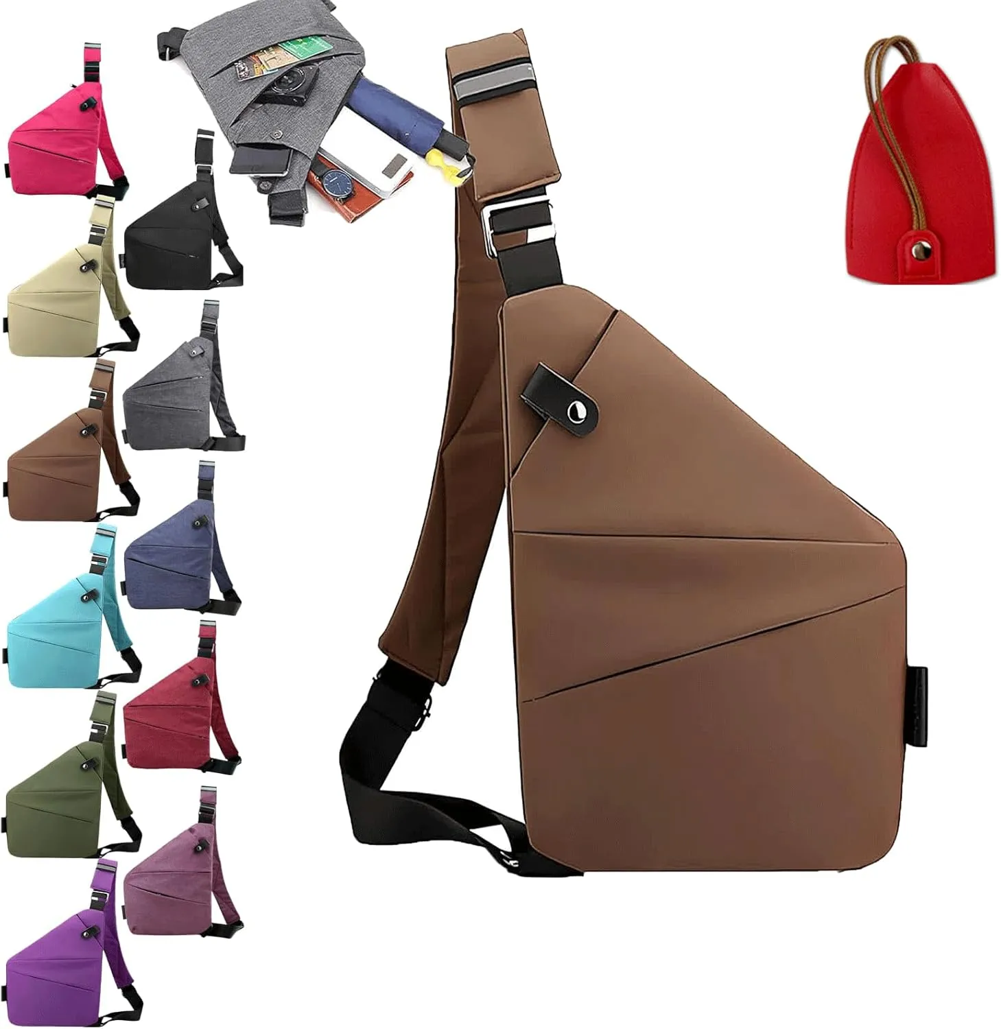 Safecarry Anti-Theft Travel Bag,Slim Sling Bag Anti Theft Cross Body Travel Bag Multi Pocket for Men Women