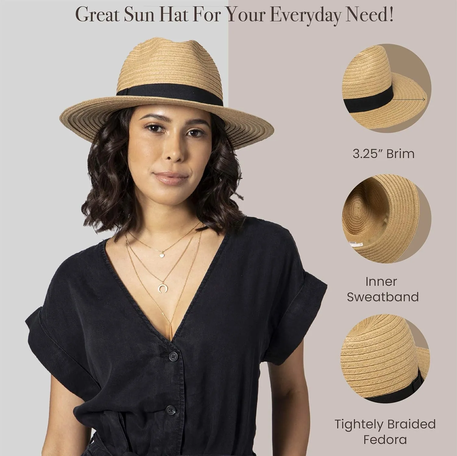 San Diego Hat Company Women's Paperbraid Fedora with Bow Band