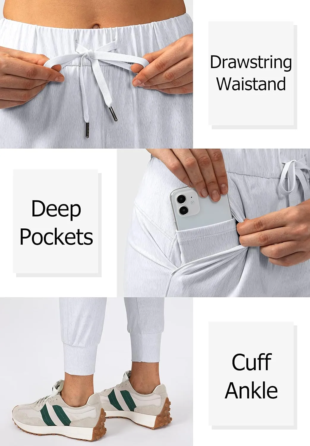 SANTINY Women's Joggers Pants Pockets Drawstring Running Sweatpants for Women Lounge Workout Jogging