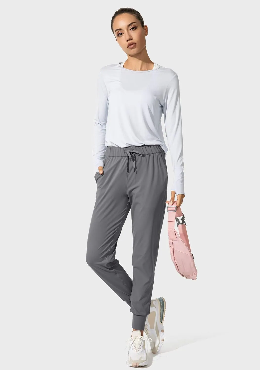 SANTINY Women's Joggers Pants Pockets Drawstring Running Sweatpants for Women Lounge Workout Jogging