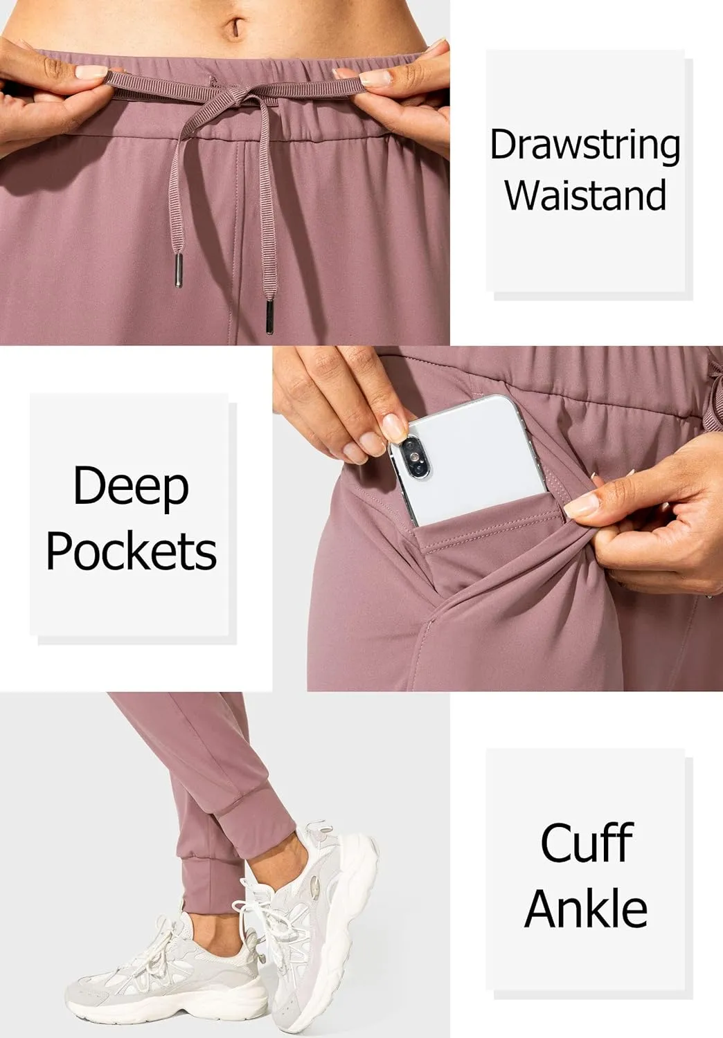 SANTINY Women's Joggers Pants Pockets Drawstring Running Sweatpants for Women Lounge Workout Jogging