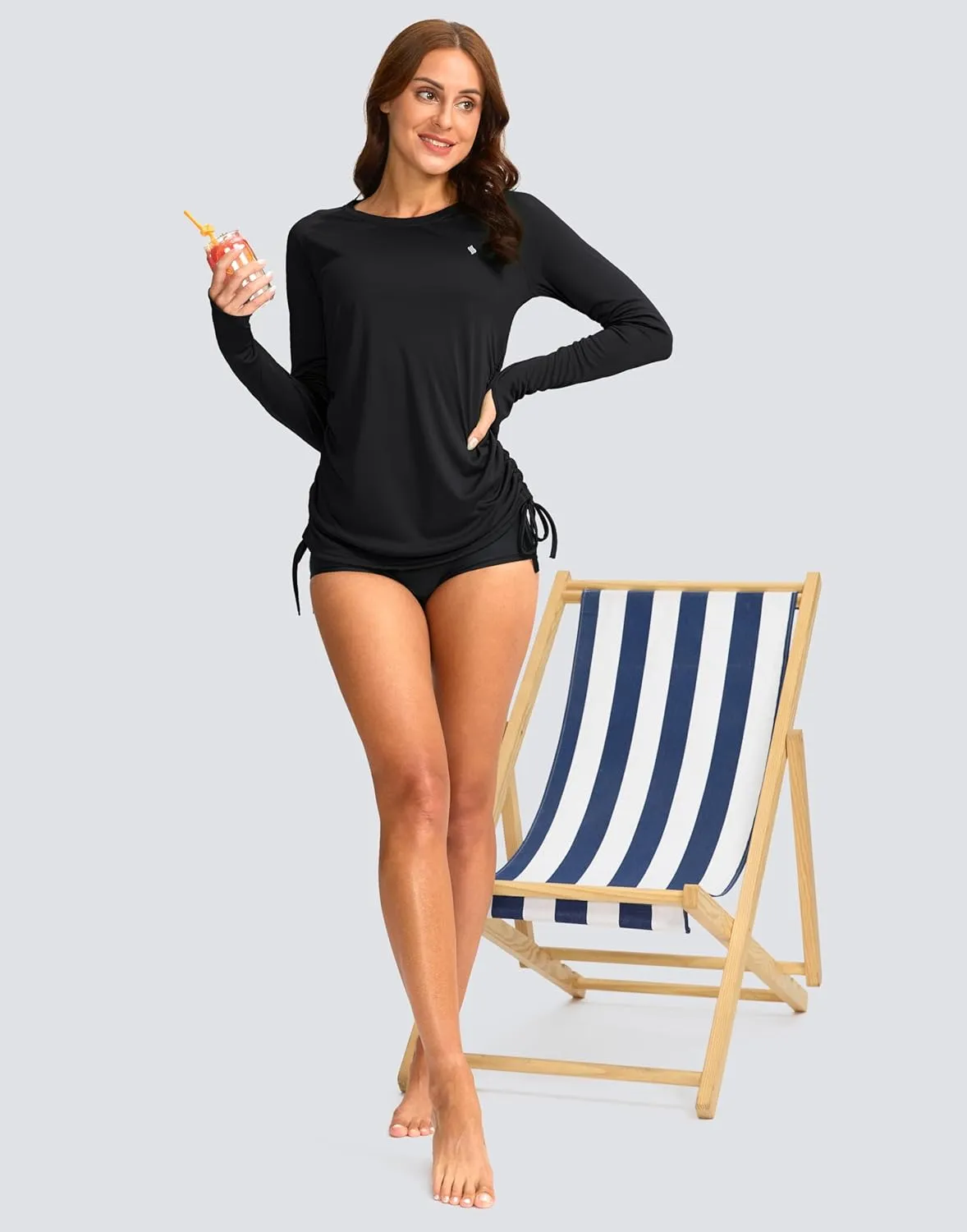 SANTINY Women's UPF50  Rash Guard SPF Long Sleeve Swimsuits Top UV Sun Protection Swim Shirts for Woman