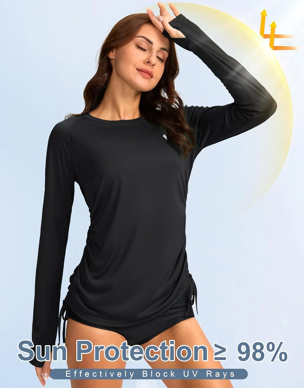SANTINY Women's UPF50  Rash Guard SPF Long Sleeve Swimsuits Top UV Sun Protection Swim Shirts for Woman