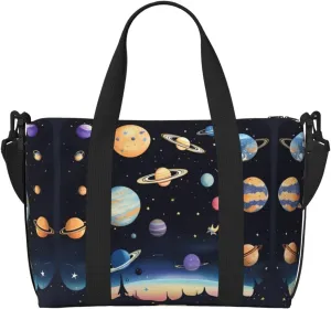 Saturn Jupiter Earth Crossbody handbag, travel casual handbag, suitable for work, travel, fitness, tourism, women's zipper storage bag,