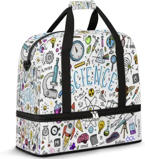 Science Experiment Gym Bag with Shoe Compartment Duffel Bag for Women Men Foldable Travel Bag Carry On Luggage Bag Overnight Tote Bag for Sport Workout Yoga