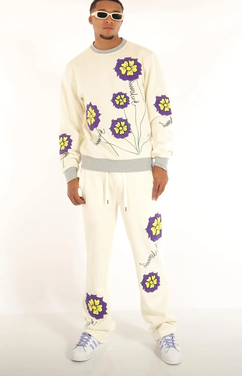SCREENSHOT Fleece Pants 3202 Mens Streetwear Urban Fit Fleece Pants - Stacked Flare Sweatpants Ribbed Wasteband Drawstring