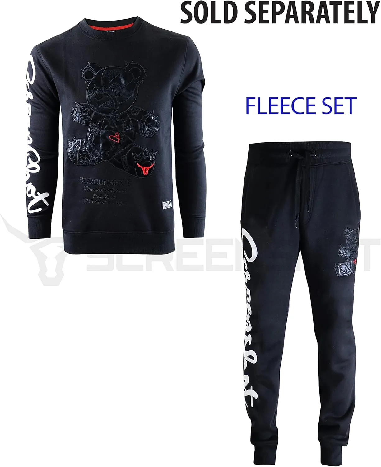 SCREENSHOT Mens Hip Hop Premium Classic Fit Urban Fleece Pants - Street Fashion Sweatpants Ribbed Wasteband with Drawstring