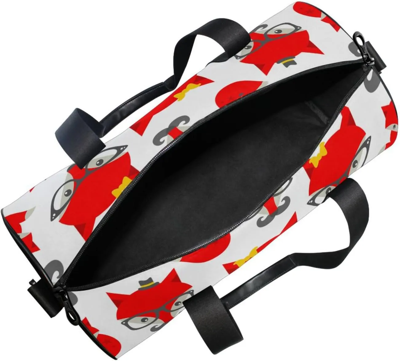 Seamless Pattern with Cute Red Foxes on White Portable Gym Bag, Travel Bag, Luggage bag, Sports Bag, Toiletry Bag with Handles, Detachable Shoulder Strap 17.6 x 9 x 9 inch