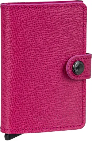 SECRID Miniwallet Crisple Fuchsia Leather Wallet - RFID Protected, Unisex, Minimalist Style, High Denier, 3 Compartments, 10 Card Slots, 72g, 102x21mm, For Adults