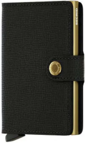 Secrid Women Mini Wallet Genuine Leather crisple RFID Safe Card Case for max 12 cards (Black Gold)