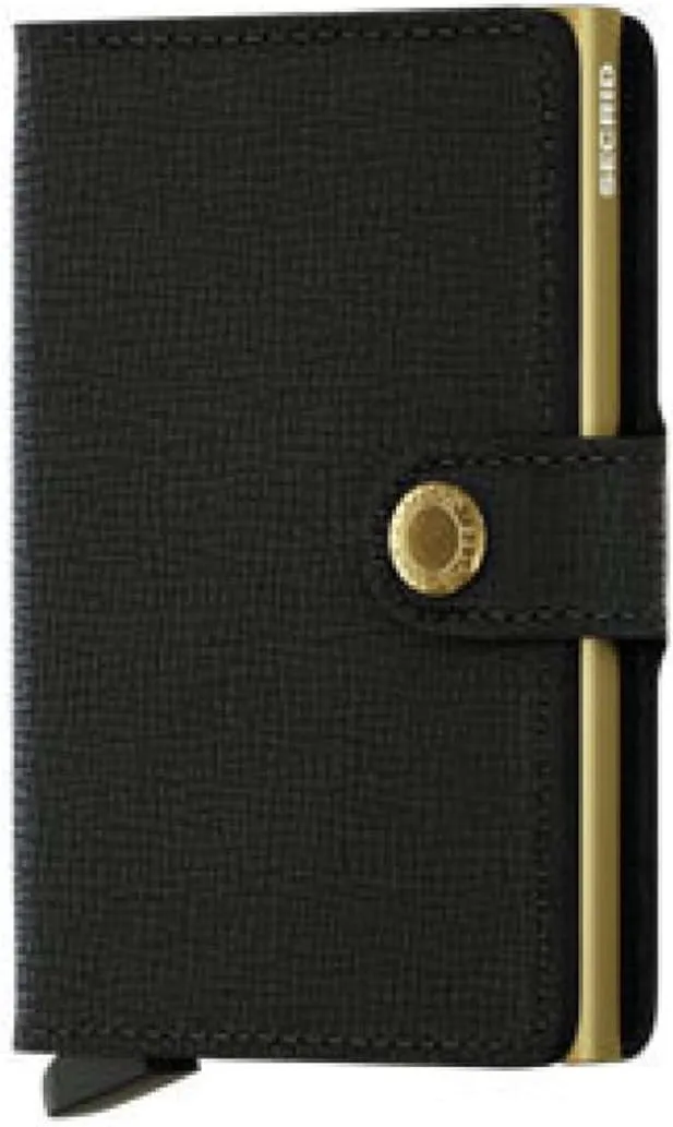 Secrid Women Mini Wallet Genuine Leather crisple RFID Safe Card Case for max 12 cards (Black Gold)