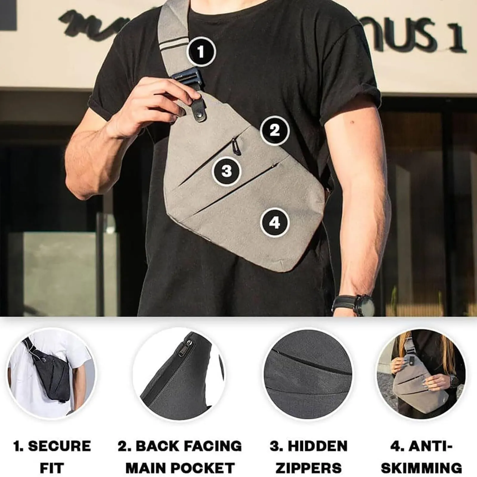 SecureTrek Anti-Theft Sling Bag