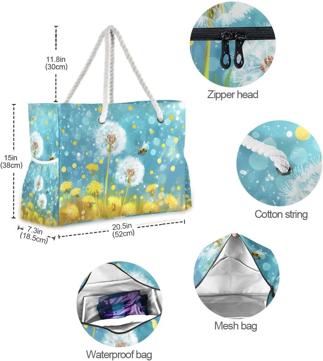 senya Large Beach Bags Totes Swim Canvas Tote Shoulder Bag Water Resistant Bags for Gym Travel Daily