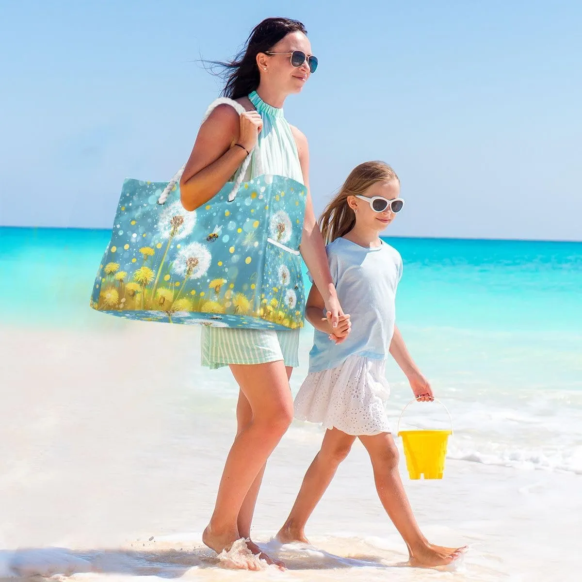 senya Large Beach Bags Totes Swim Canvas Tote Shoulder Bag Water Resistant Bags for Gym Travel Daily