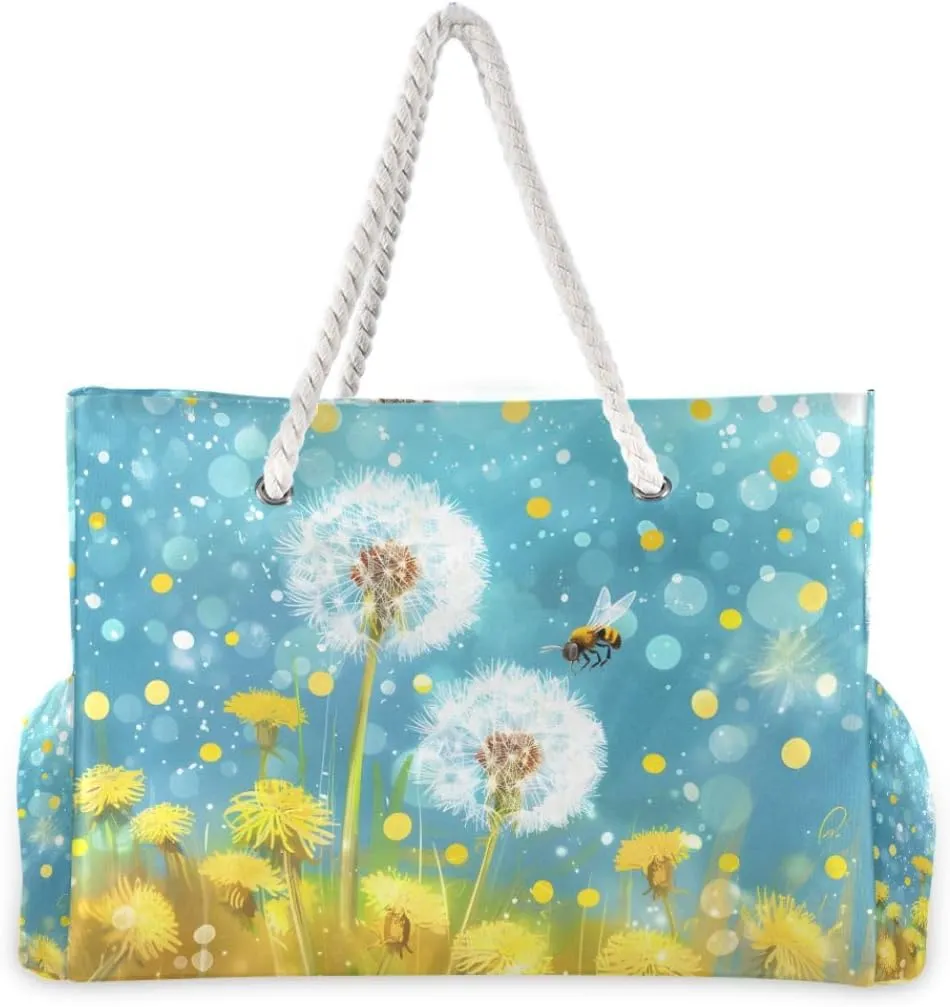 senya Large Beach Bags Totes Swim Canvas Tote Shoulder Bag Water Resistant Bags for Gym Travel Daily