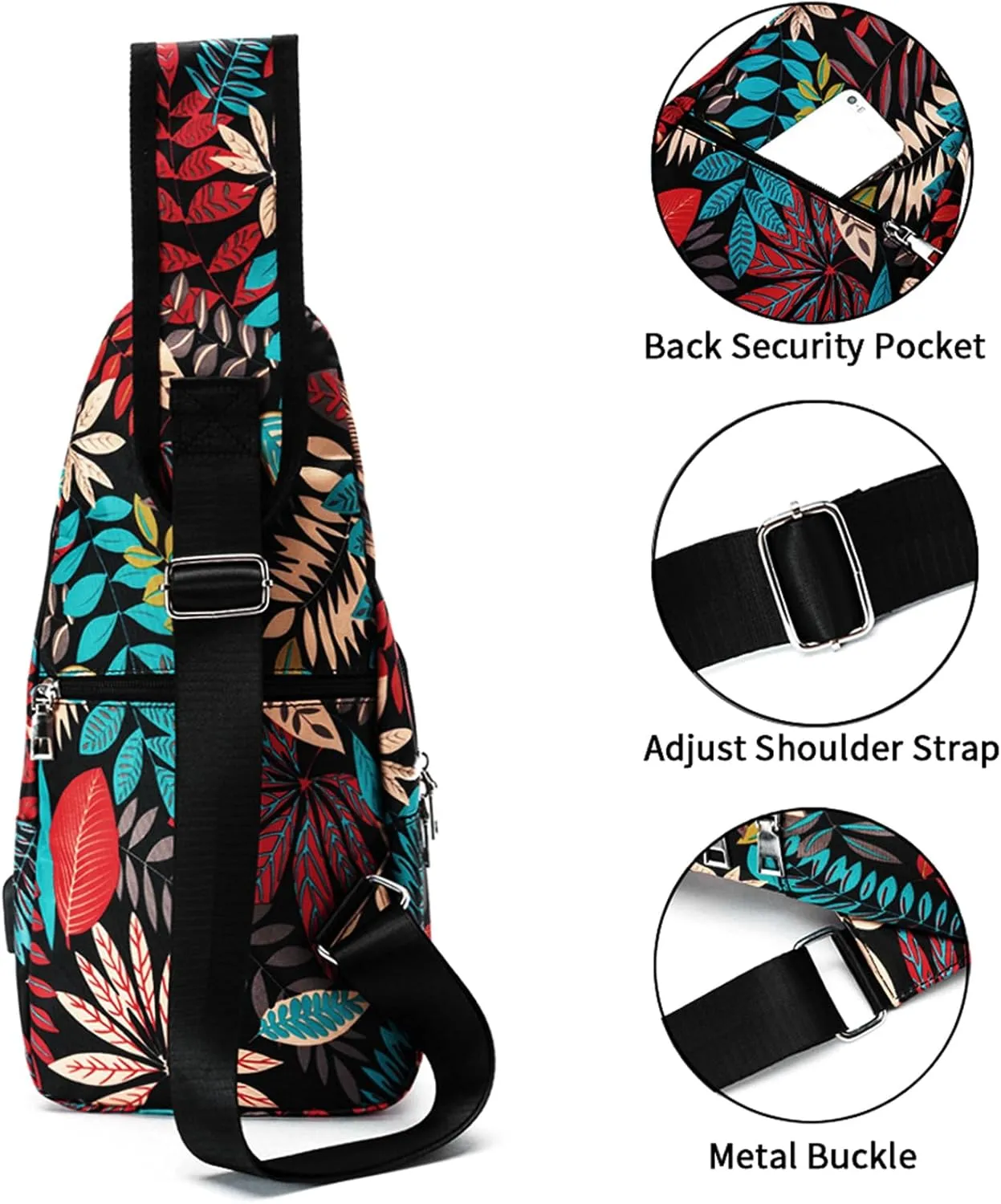 Seoky Rop Men Women Sling Backpack Anti Theft Crossbody Shoulder Chest Bag with USB Charging Port