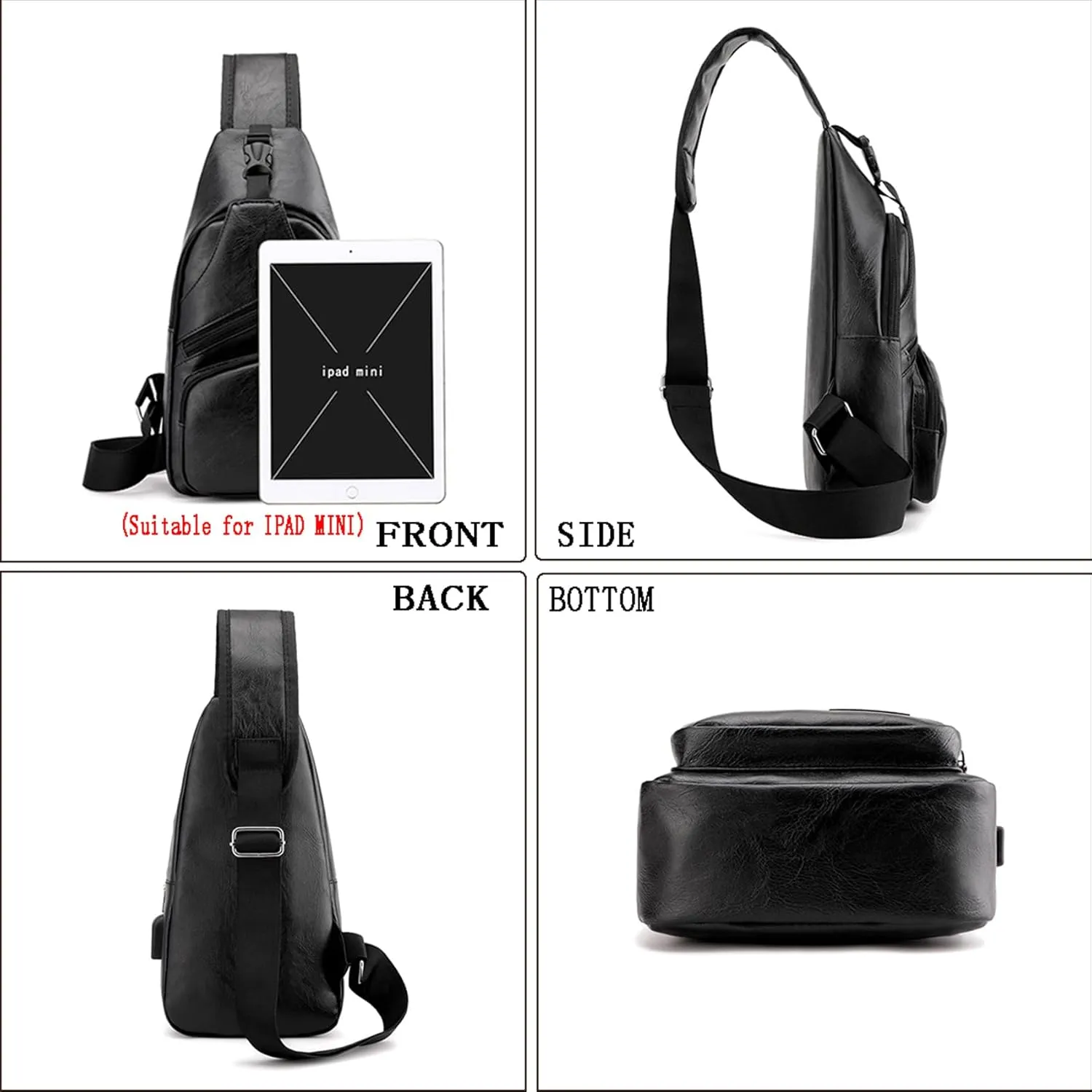 Seoky Rop Men's Sling Bag Small Chest Crossbody Shoulder Bag with USB Charging Port