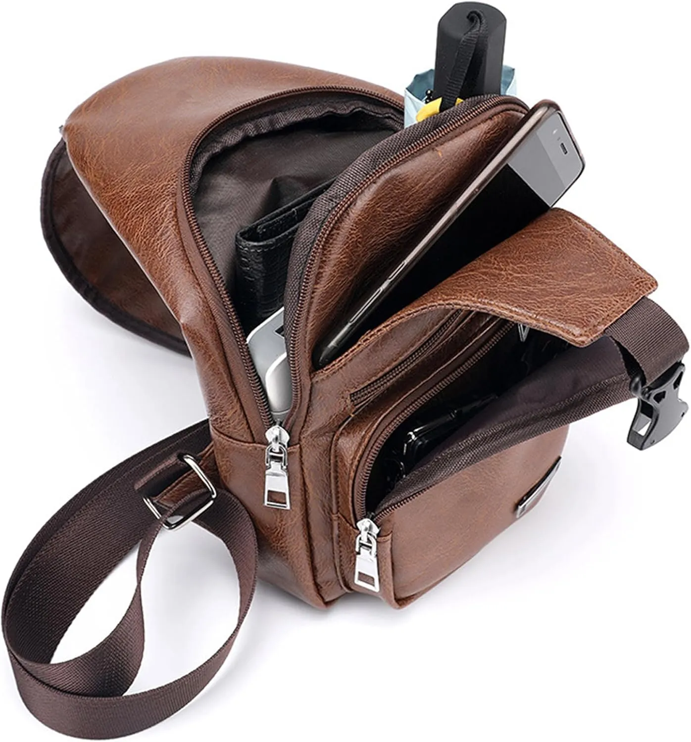 Seoky Rop Men's Sling Bag Small Chest Crossbody Shoulder Bag with USB Charging Port