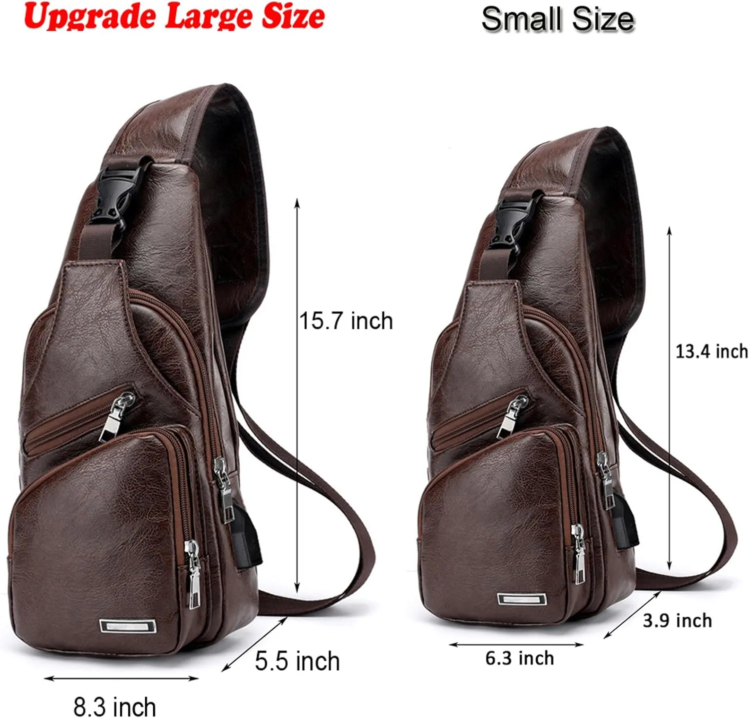 Seoky Rop Men's Sling Bag Small Chest Crossbody Shoulder Bag with USB Charging Port
