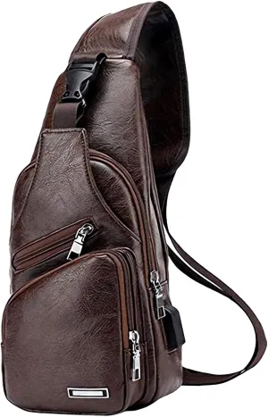 Seoky Rop Men's Sling Bag Small Chest Crossbody Shoulder Bag with USB Charging Port